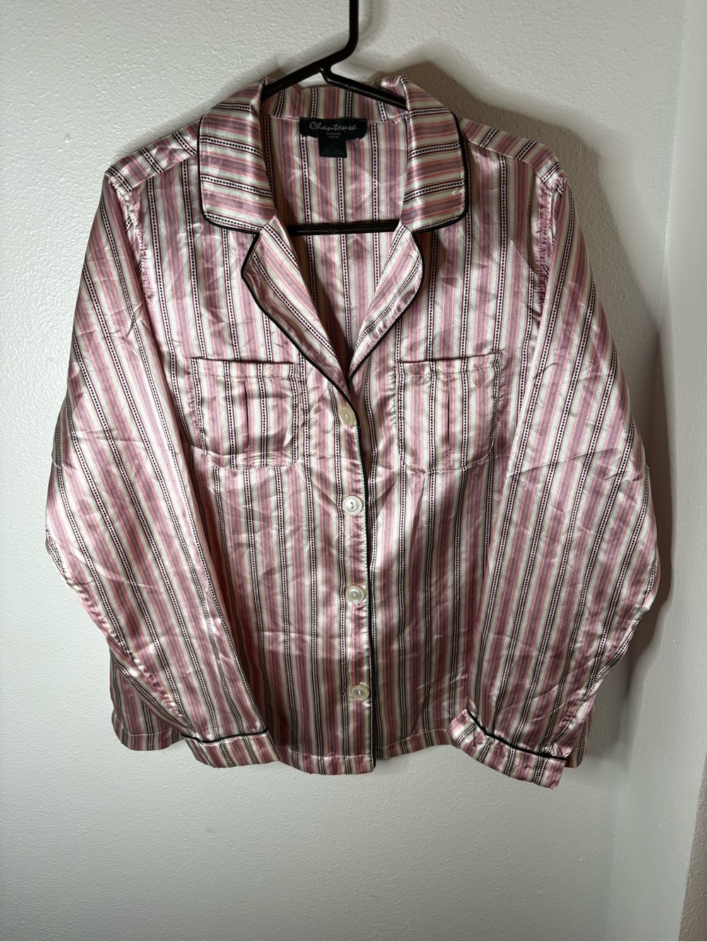 VTG Charter Club Pink Striped Satin Pajama Set